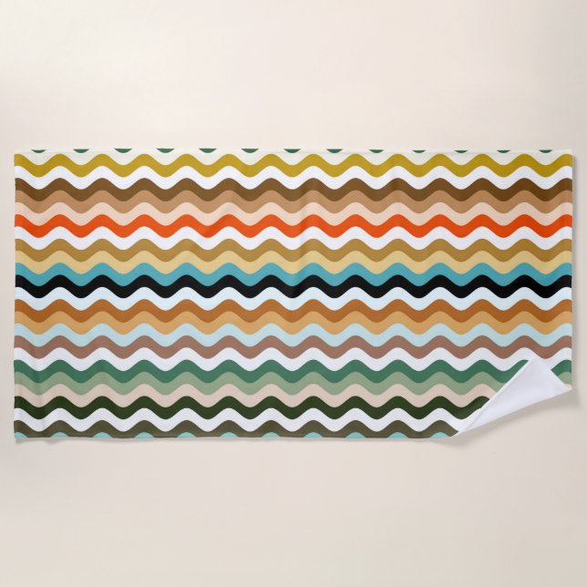 Serviette De Plage Motif multicolore Wavy Zigzag (Devant)