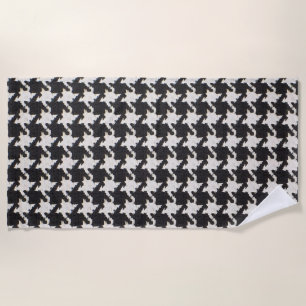 Serviette De Plage Motif noir blanc pied de poule