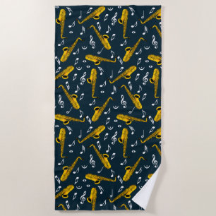Serviette De Plage Motif note musique saxophone