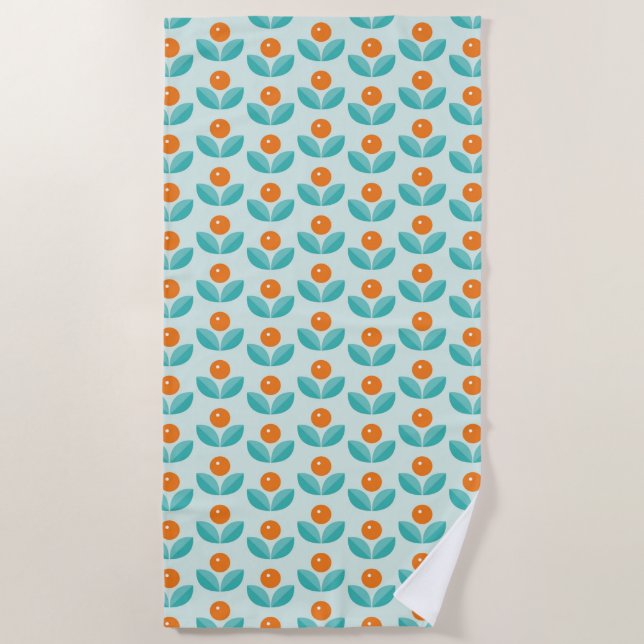 Serviette De Plage Motif orange géométrique de style scandinave (Devant)