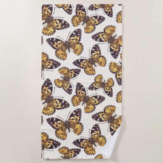 Serviette De Plage Motif papillon de femme peinte (Devant)