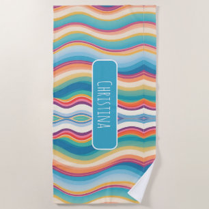 Serviette De Plage Motif personnalisé couleur vague