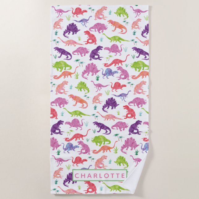 Serviette De Plage Motif Personnalisé Dinosaur (Devant)