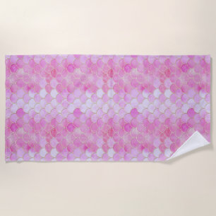 Serviette De Plage Motif Pink Pastel & Gold Shimmer Mermaid