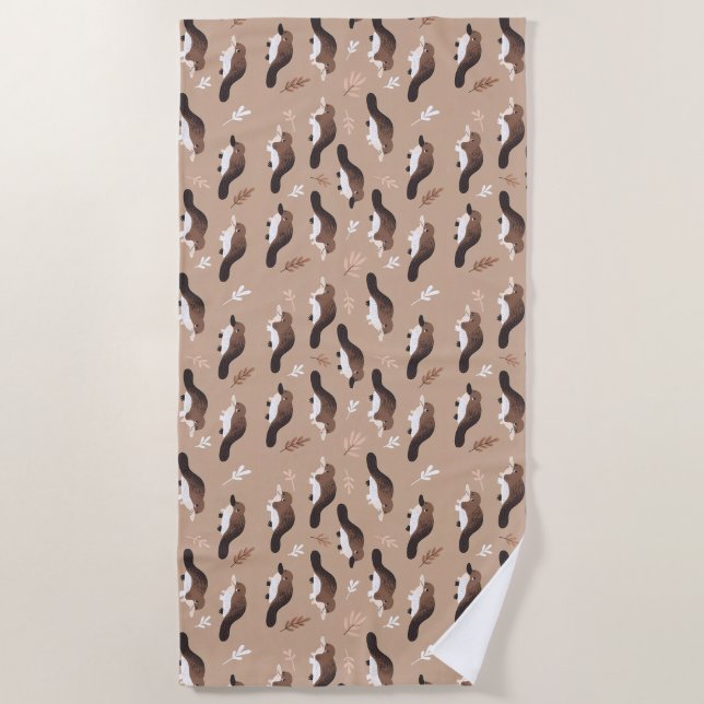 Serviette De Plage Motif Platypus joueur (Devant)