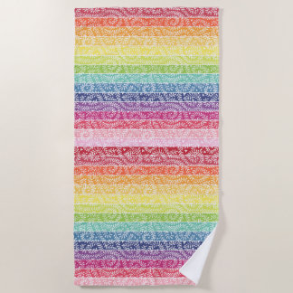 Serviette De Plage Motif Rainbow Leaf Boho