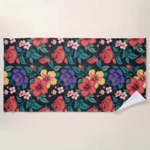 Serviette De Plage Motif répétitif de fleurs sauvages