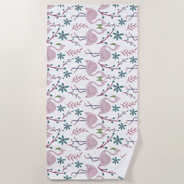 Serviette De Plage Motif rose flamingo sans couture sur arrière - pla (Devant)