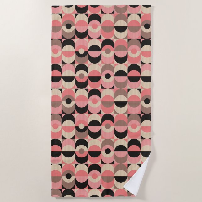 Serviette De Plage Motif rose moderne de la moitié du siècle (Devant)
