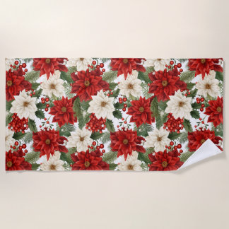 Serviette De Plage Motif sans couture de fleurs de Noël