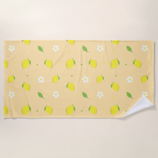 Serviette De Plage Motif sans couture orange jaune avec fleurs blanch