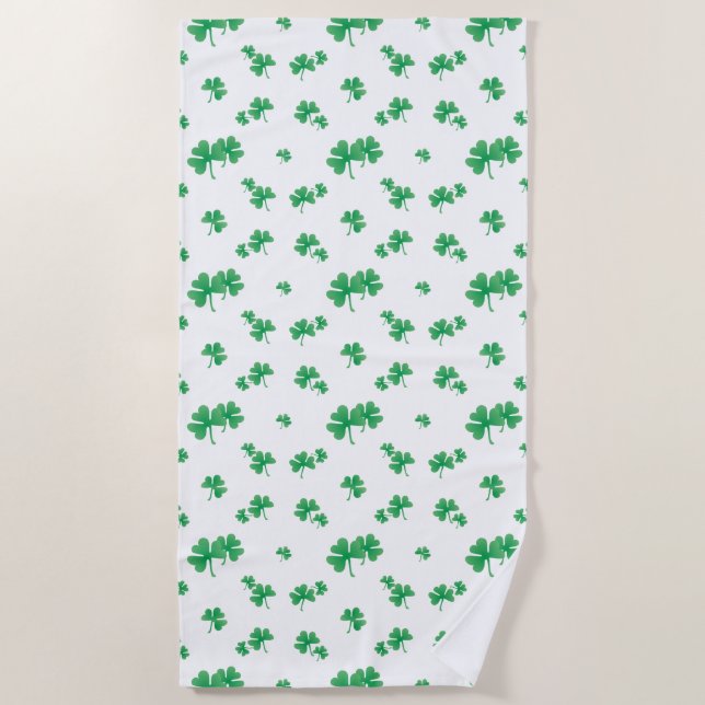 Serviette De Plage Motif Shamrock irlandais mignon (Devant)