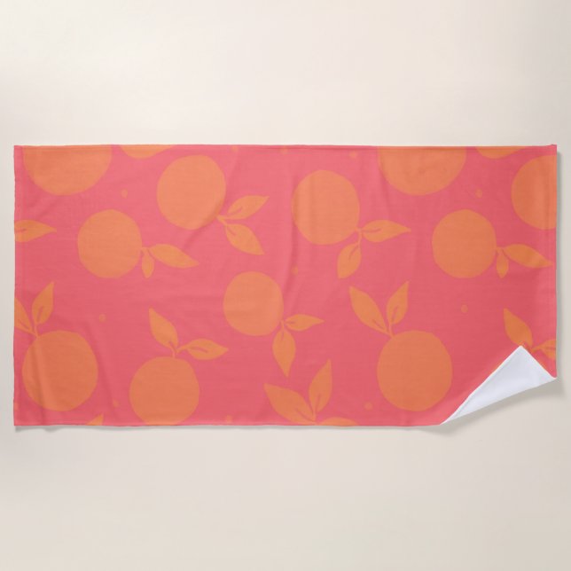 Serviette De Plage motif tangerine Abstrait (Devant)