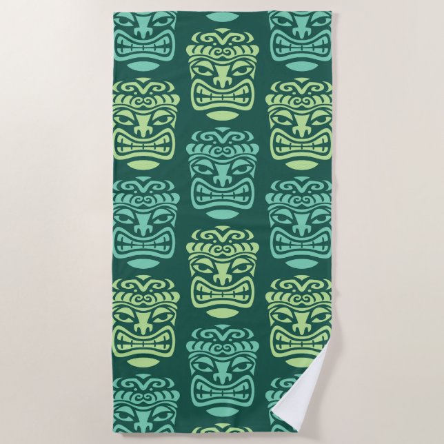 Serviette De Plage Motif Tiki moderne du milieu du siècle rétro (Devant)