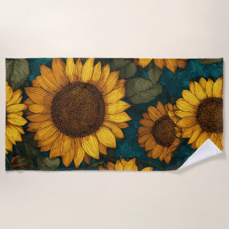 Serviette De Plage Motif tournesol – Style floral joyeux
