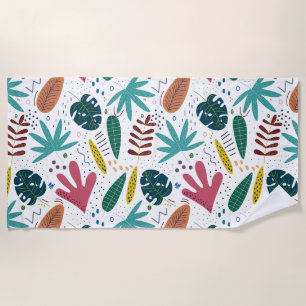 Serviette De Plage motif tropical avec feuilles colorés