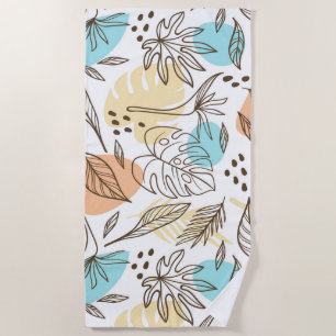 Serviette De Plage Motif tropical d'été dessiné à la main