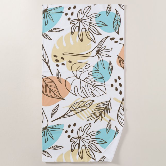 Serviette De Plage Motif tropical d'été dessiné à la main (Devant)