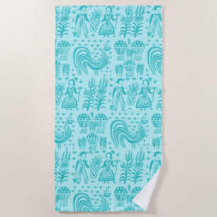 Serviette De Plage Motif vintage de Pyrex - bleu de turquoise de