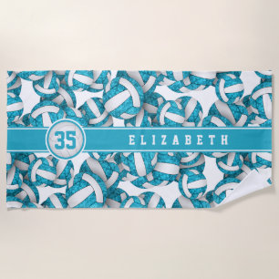 Serviette De Plage Motif volley bleu turquoise