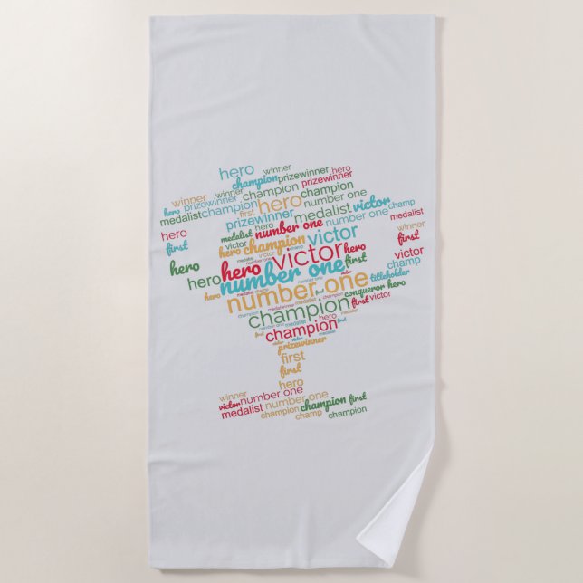 SERVIETTE DE PLAGE MOTIVATION DU NUAGE DU MOT (Devant)