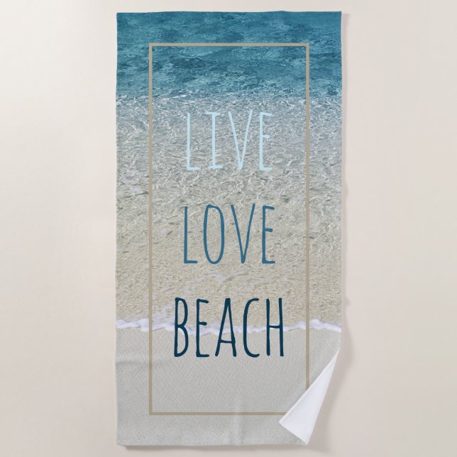 Serviette De Plage Motivational Aqua Turquoise Turquoise Blue Surf Wa (Devant)
