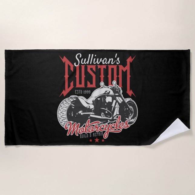 Serviette De Plage Moto personnalisé Big Bad Bike Bike Garage  (Devant)