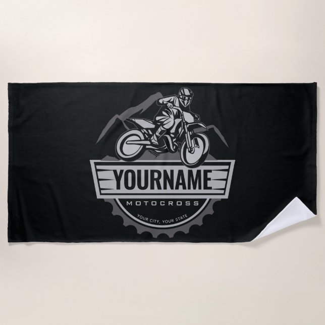 Serviette De Plage Motocross personnalisée Rider Dirt Bike Hill Racin (Devant)