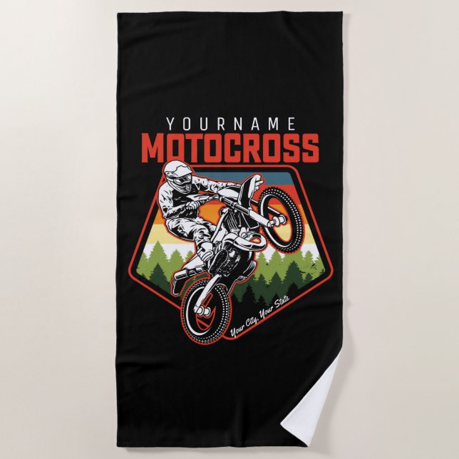 Serviette De Plage Motocross Racing Personnalisé Dirt Bike Trail Ride (Devant)