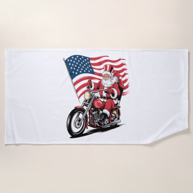Serviette De Plage Motocyclette Patriotique Oncle Sam (Devant)