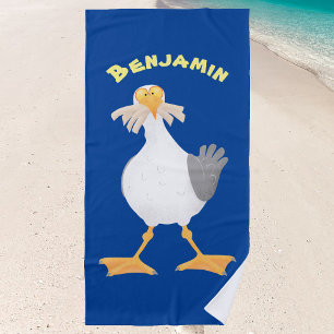 Serviette De Plage Mouette drôle avec frites dessin animé