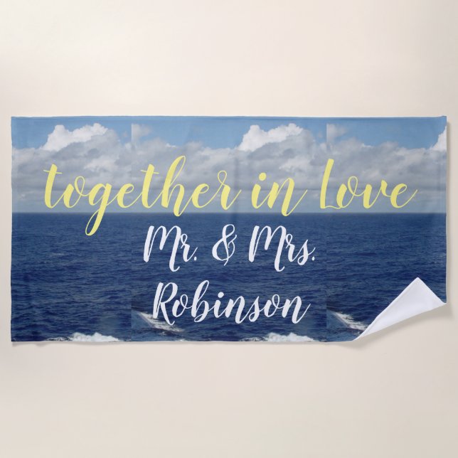 Serviette de plage Mr. et Mrs. Ocean Waves (Devant)