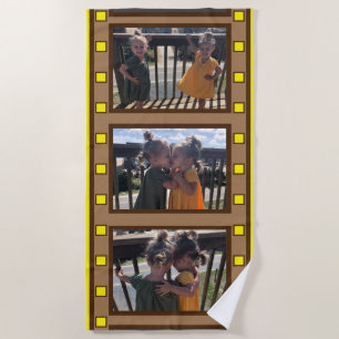 Serviette De Plage Multi Photo Rétro Film Jaune