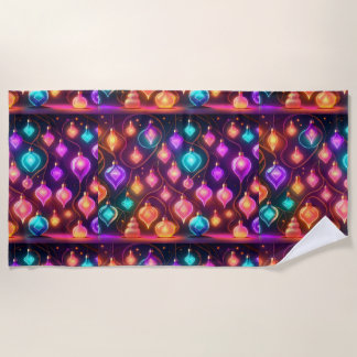 Serviette De Plage Multicolor Christmas Lights Patterned