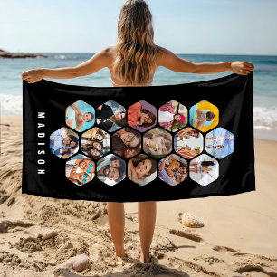 Serviette De Plage Multiphoto Collage simple moderne personnalisé