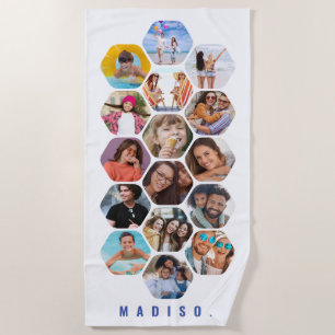 Serviette De Plage Multiphoto Collage simple moderne personnalisé