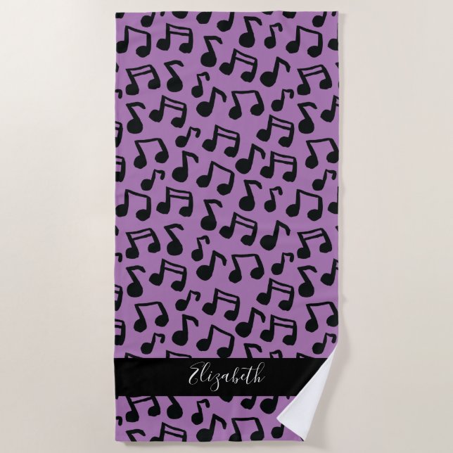 Serviette De Plage Musique Notes Orchestre de musique Camp Monogram (Devant)