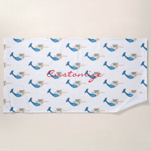 Serviette De Plage Nage de Mermaid à queue bleue Thunder_Cove