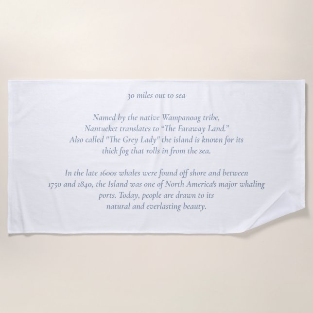Serviette De Plage Nantucket 50 miles à Sea Beach Towel (Devant)