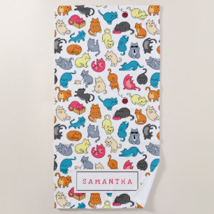 Serviette De Plage Naughty Chats Kittens Foule Personnalisée