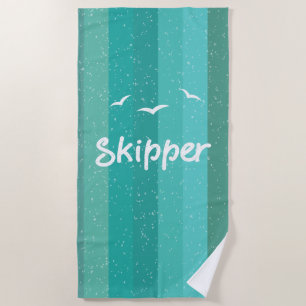 Serviette De Plage Nautical Skipper voilier Bleu rayé