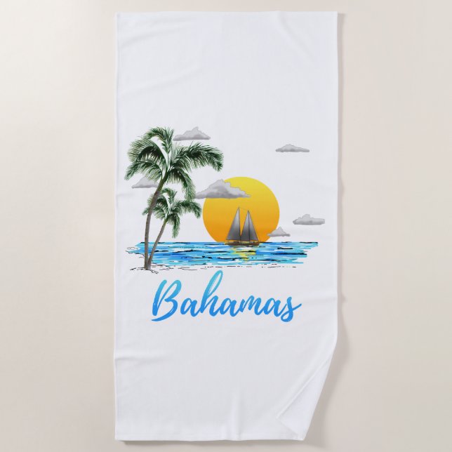 Serviette De Plage Navigation de vacances des Bahamas (Devant)