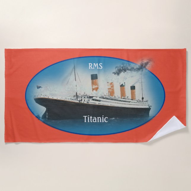Serviette De Plage Navire de ligne Titanic Orange Maritime White Star (Devant)