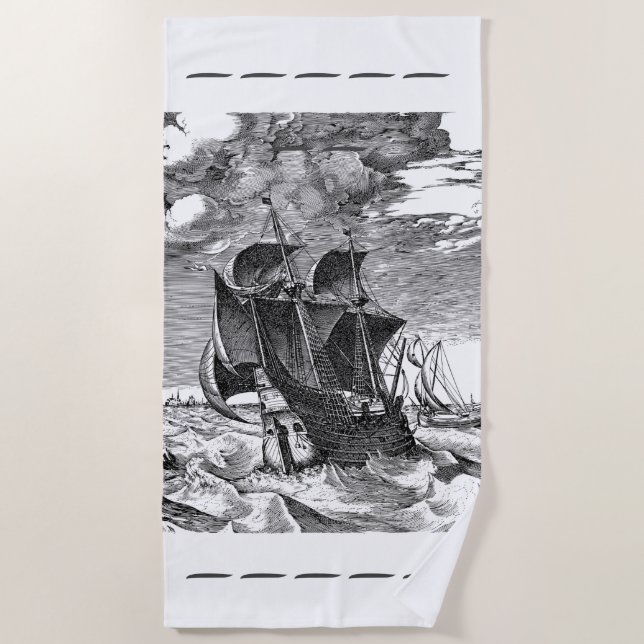 Serviette De Plage Navire vintage Pirate (Devant)