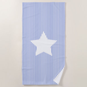 Serviette De Plage Navy Blue Cabana Stripes & White Star Beach Towers