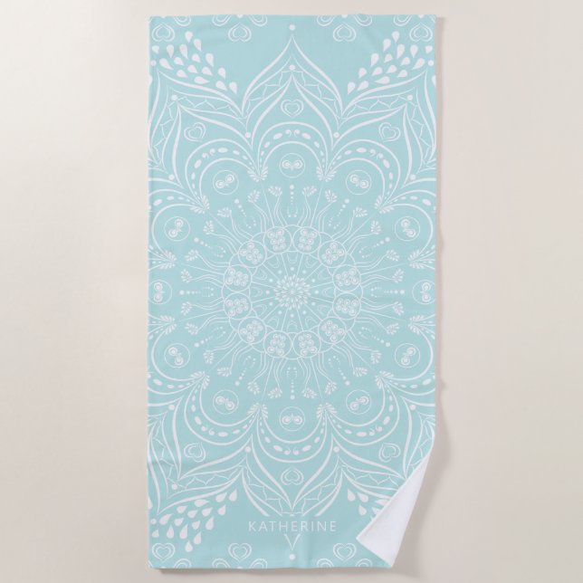 Serviette De Plage Neo Mint Mandala Elegant Motif Boho Modèle (Devant)