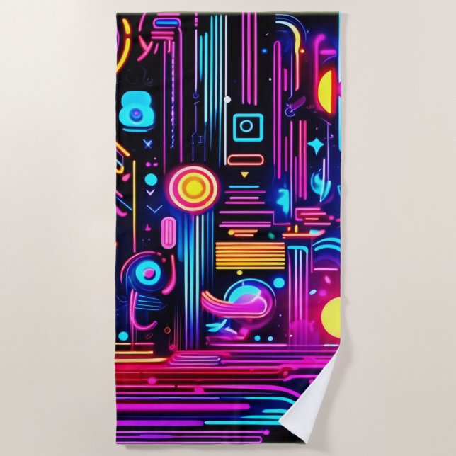 Serviette De Plage Neon Circuitry Dreams (Devant)