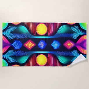 Serviette De Plage Neon Geometry Mandala Art