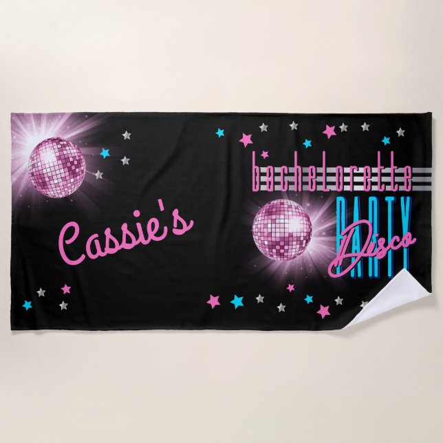Serviette De Plage Neon Look Disco Ball Party des années 70 Retro (Devant)
