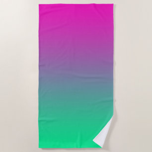 Serviette De Plage Neon Ombre Gradient Vert Violet Rose